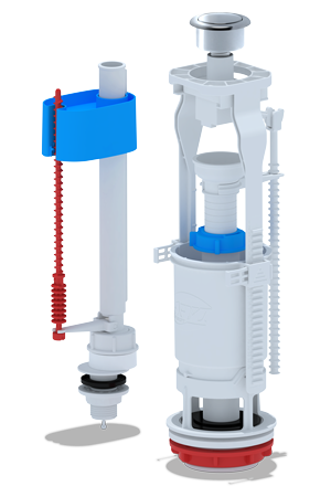 Арматура д/бачка АНИ WC6550M ниж кнопка хром эконом 1 реж 1/2"