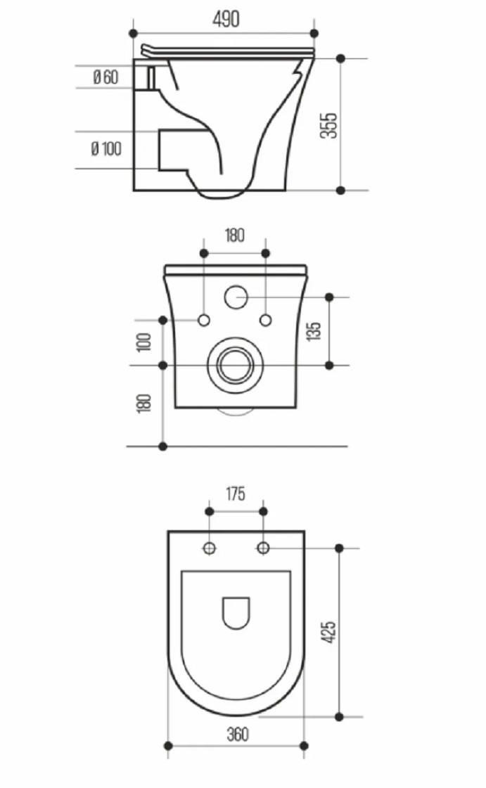 Чаша унитаза WAVE TREND подвесная безободкавая дюро с м/л