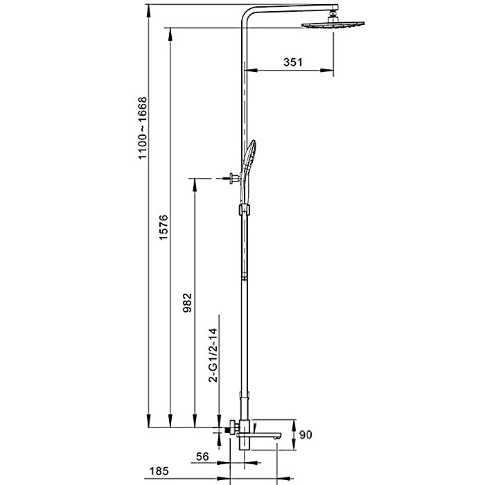 Душевая система шар Gappo G2418 лат 35мм хром