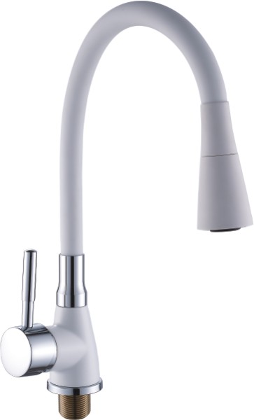 Смеситель кухня шар Potato P36284-7 бок руч гибкий излив лейка 35мм белый