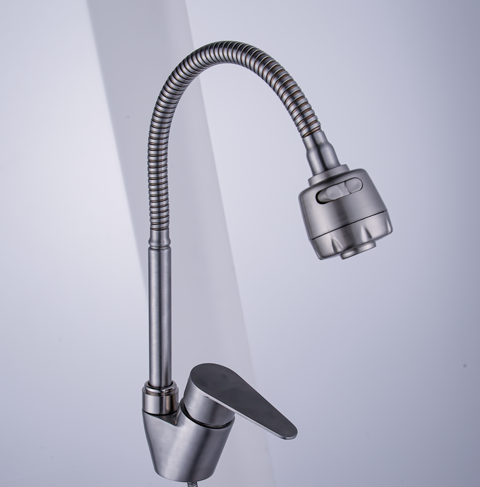 Смеситель кухня шар Potato P58310SN нерж бок руч гибкий излив лейка 35мм сатин