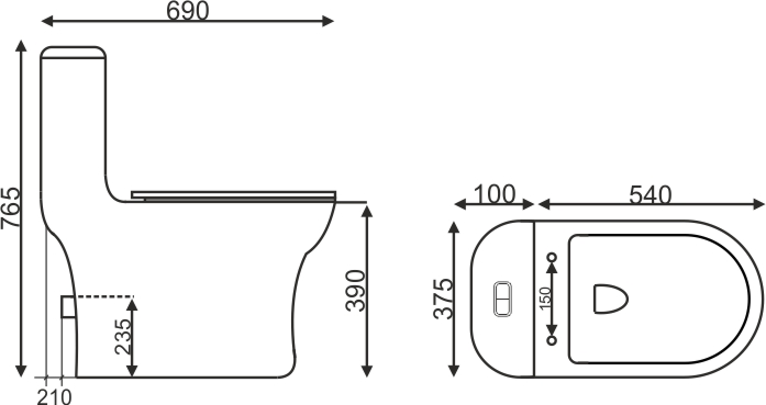 картинка Моноблок EvaGold SM9614 безободковый, дюро (с гофрой и подводкой) (-/-/1 шт)