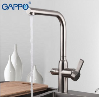 Смеситель кухня шар Gappo G4399-4 нерж бок руч под фильтр 35мм сатин