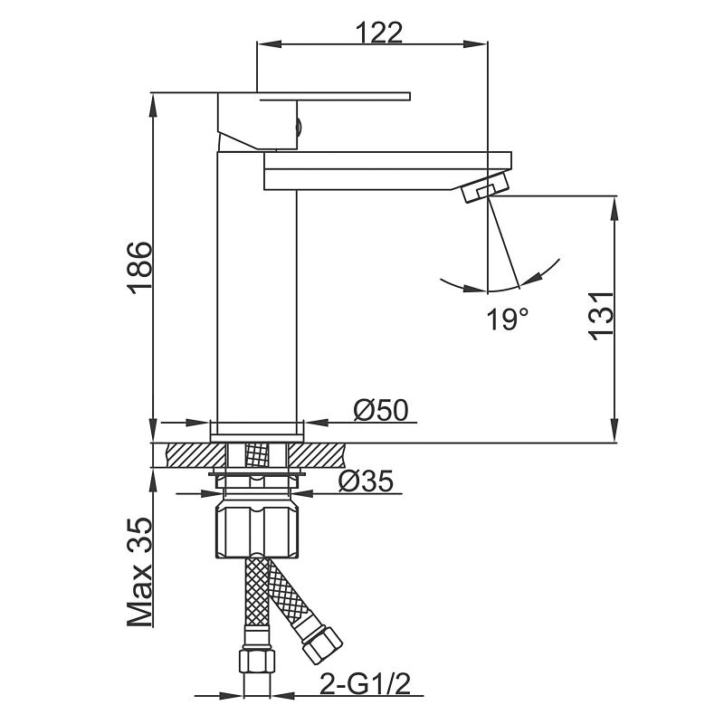 Смеситель раковина шар Frap F10201-6 алюминий 25мм черный
