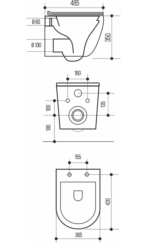 Чаша унитаза WAVE ROUND подвесная безободковая дюро с м/л