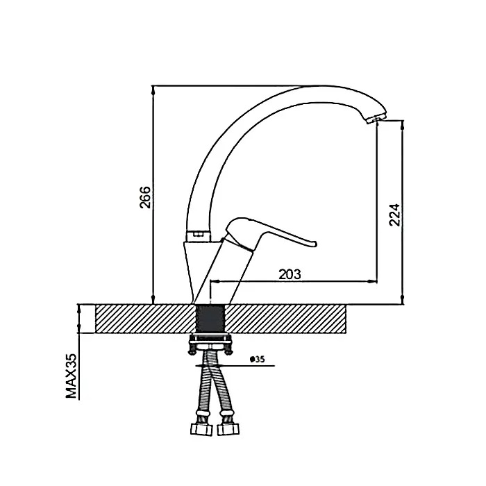 Смеситель кухня шар Gappo G4150 лат бок руч черный