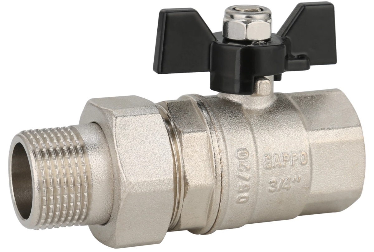 Кран шаровой    1/2" с американкой бабочка Gappo G219.04