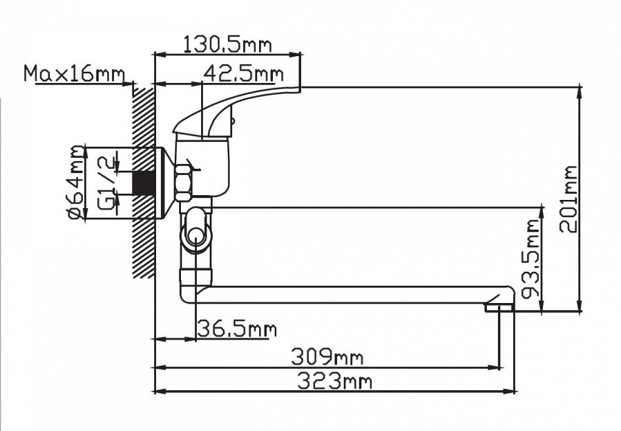 Смеситель ванна шар Эверест В21-040 L излив 40мм