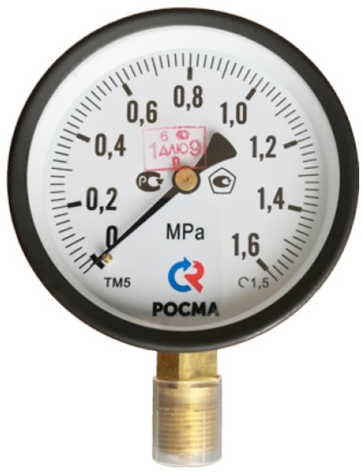 Манометр ТМ-510Р Ду 100 с н/подкл 150°С 1/2" 0-16 бар