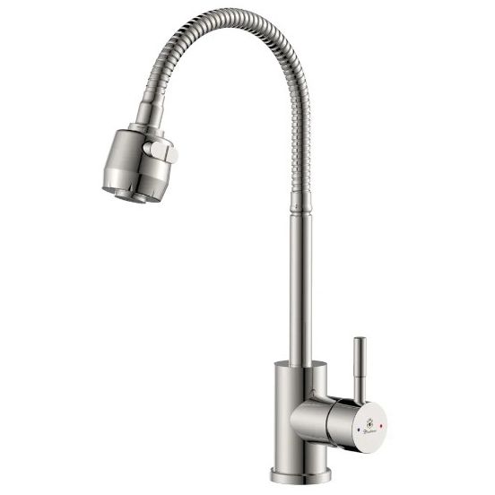 Смеситель кухня шар Diadonna D46-0005S нерж бок руч гибкий излив сатин