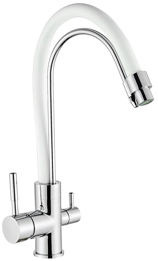 картинка Смеситель кухня шар Diadonna D49-19016 лат бок руч под фильтр 35мм белый(-/-/- шт)