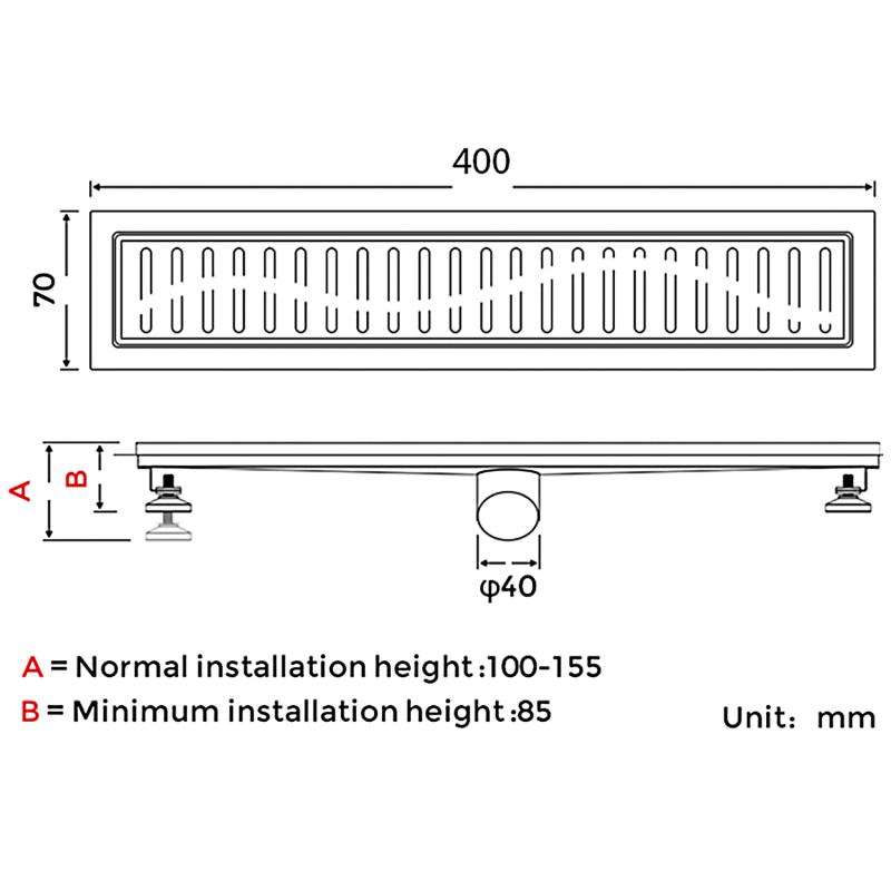 Трап линейный нерж Gappo G84007-3  70х400 вып 40мм