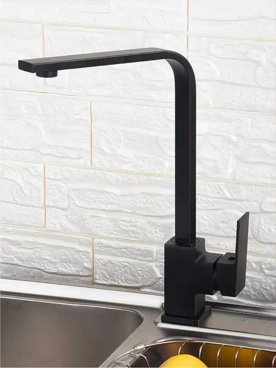 картинка Смеситель кухня шар Potato P4006BL 35мм высокий излив матово-черный(-/-/10 шт)