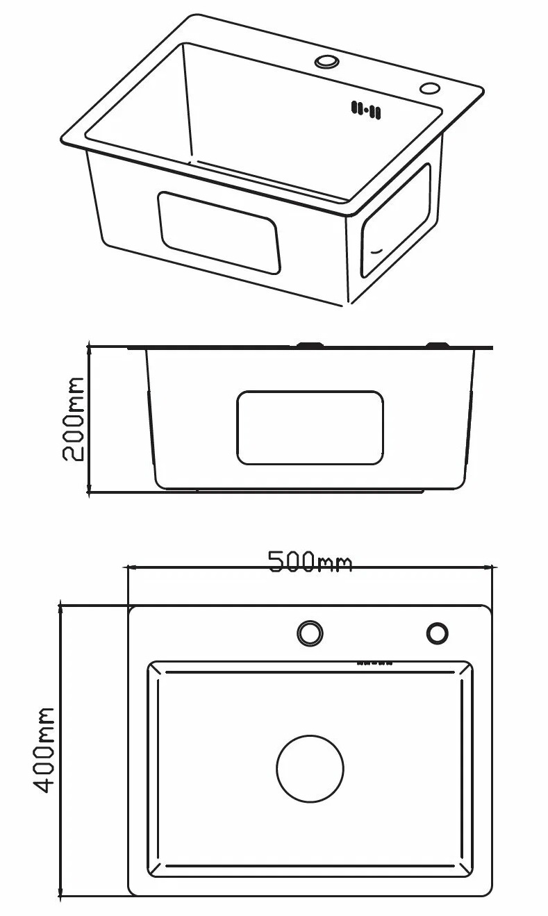 картинка Мойка нерж Diadonna DS5040B серый графит 500х400х200 с сифоном(-/-/1 шт)