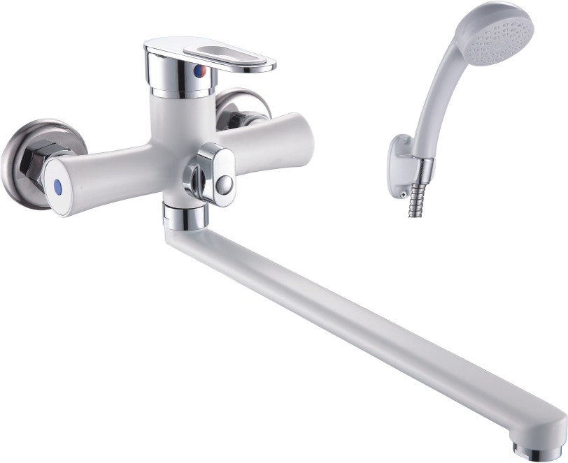 Смеситель ванна шар Эверест В22-274A див в корп L излив 35мм хром/белый