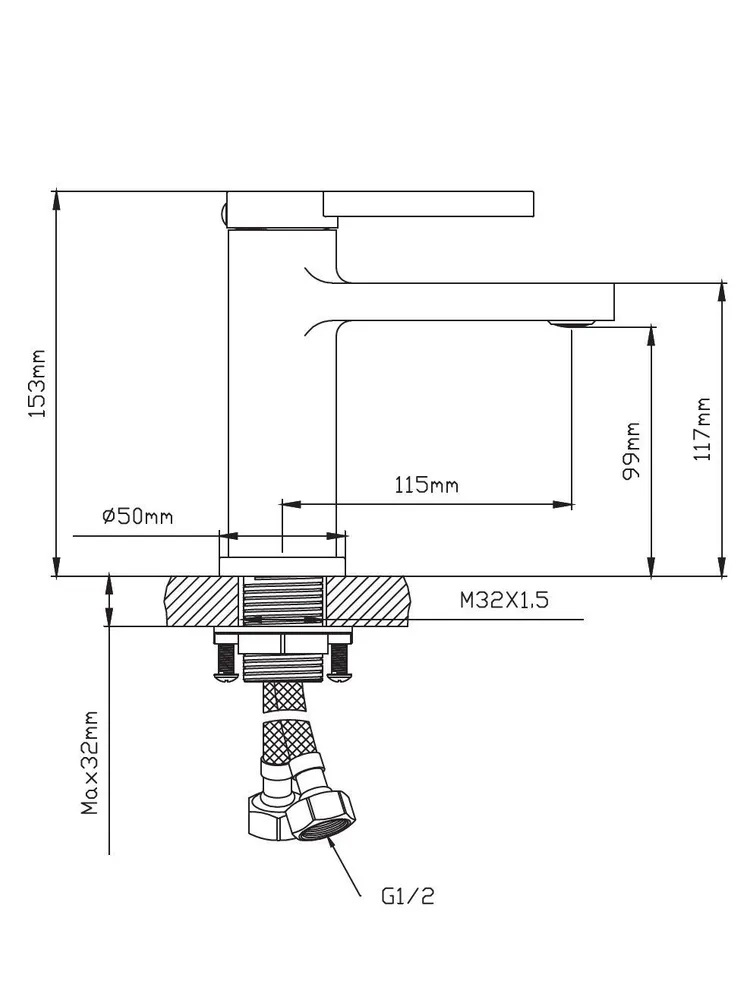 Смеситель раковина шар Diadonna D172-10BL лат 35мм черный