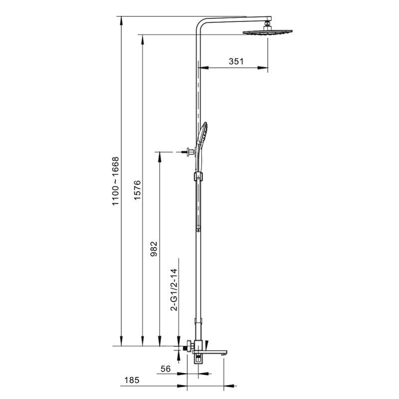 Душевая система шар Gappo G2417-9 лат 35мм оружейная сталь