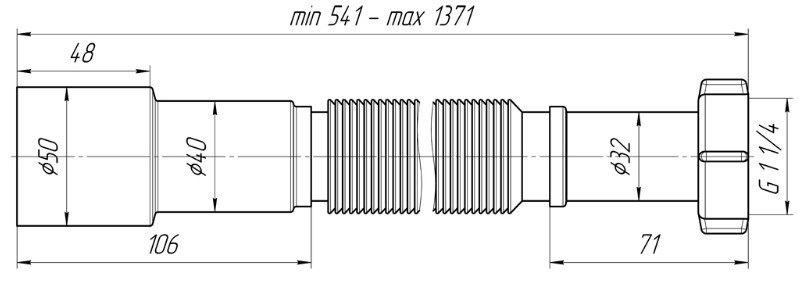 картинка Гофра 1 1/4" АНИ К216  541-1371мм 40/50(-/-/60 шт)