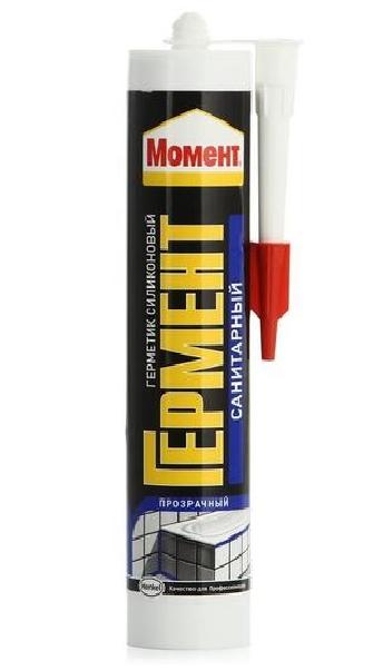 картинка Герметик Момент Гермент силикон санитарный прозрачный 280мл 2002675(-/-/12 шт)