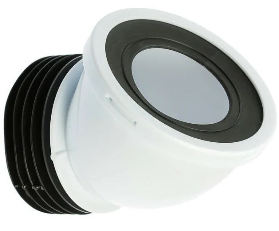 картинка Сливная муфта д/унитаза АНИ W4228  45° короткая(-/-/35 шт)