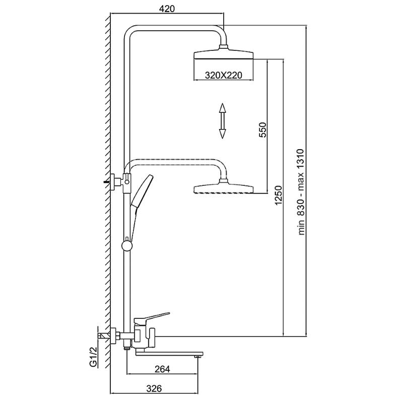 Душевая система шар Frap F2461 лат 35мм хром