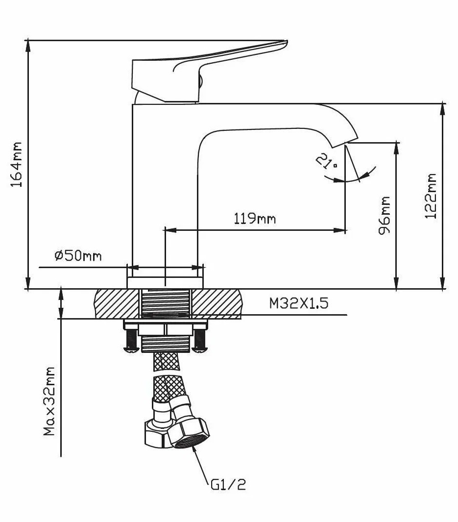 Смеситель раковина шар Diadonna D168-10 лат хром